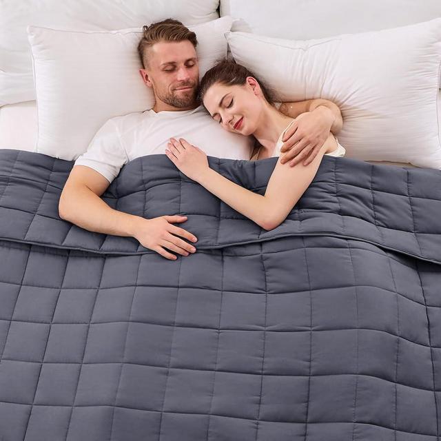 yescool King Size Weighted Blanket for Adults (25 lbs, 80” x 87”, Grey) Cooling Heavy Blanket for Sleeping Perfect for 240-260 lbs, Breathable Blanket for Adults & Couple All Season, Machine Washable