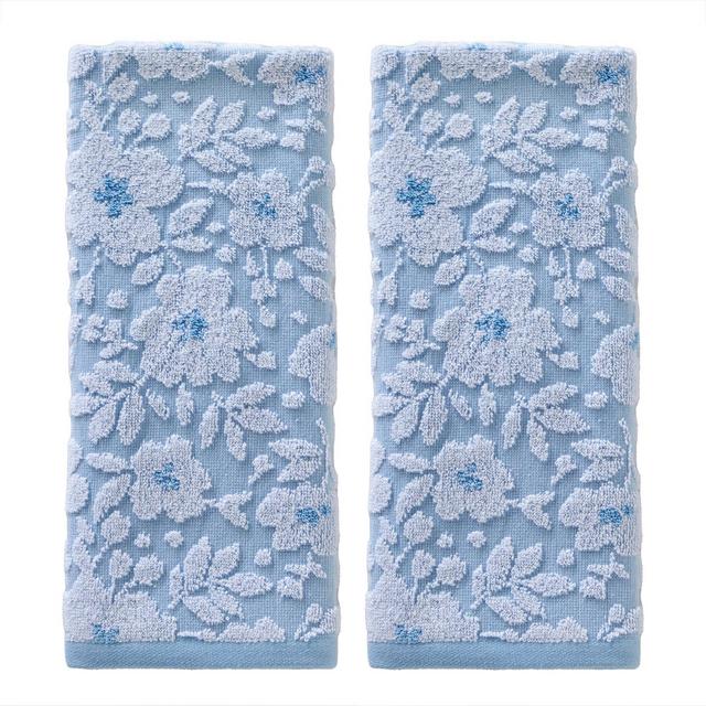 2pc Floral Jacquard Hand Towel Set Sky Blue - SKL Home