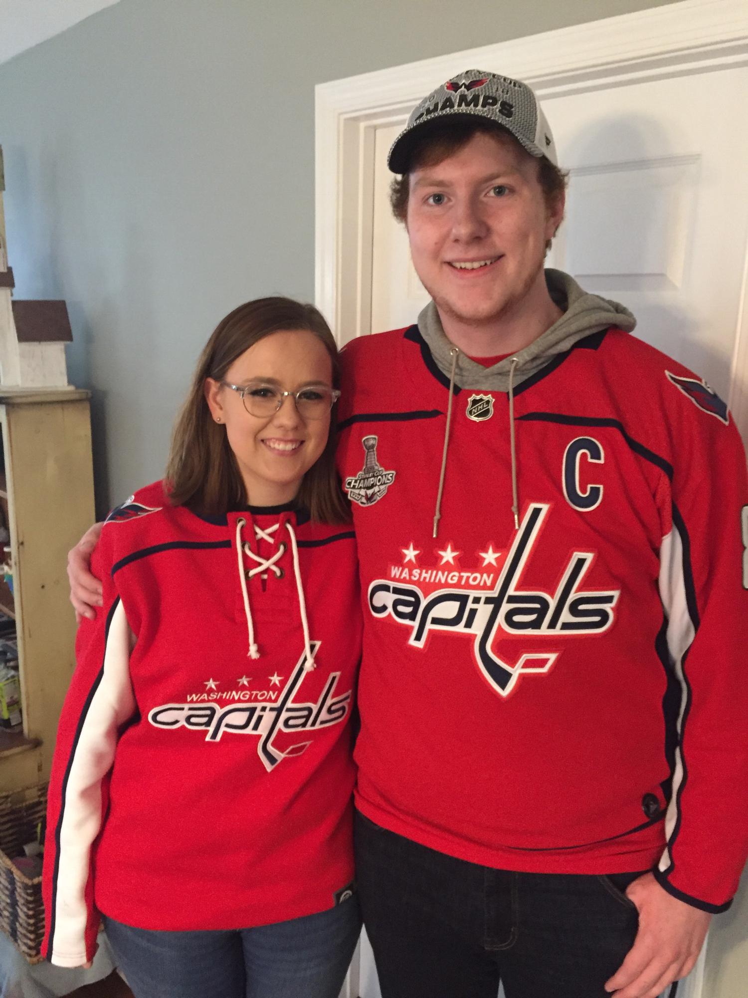 Matt's parents took this photo of us before we left to go watch the Caps play in D.C.! This was Bailey and Matt's first time seeing a game at Caps stadium and Bailey's first time riding the D.C. Metro! March 10, 2019