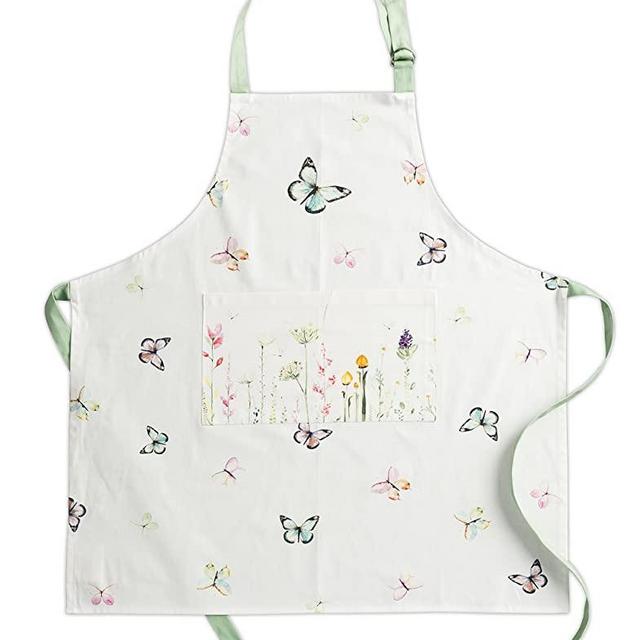 Maison d' Hermine Botanical Fresh 100% Cotton Kitchen 1 Piece Kitchen Apron with an Adjustable Neck & Hidden Centre Pocket with Long Ties for Women | Men | Chef | Spring/Summer (27.50"x31.50")