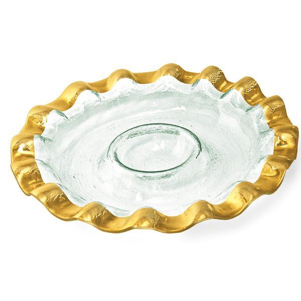Annie Glass - Ruffle Round Chip & Dip Server