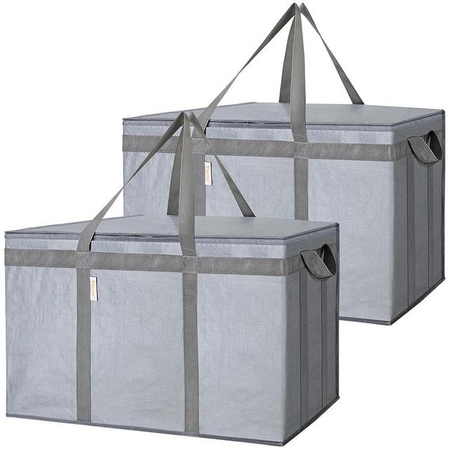 BALEINE 2Pk Insulated Reusable Grocery Bags, Collapsible Cooler Bag for Groceries, Heavy Duty Large Insulated Bag (XXX-Large, Urban Gray)
