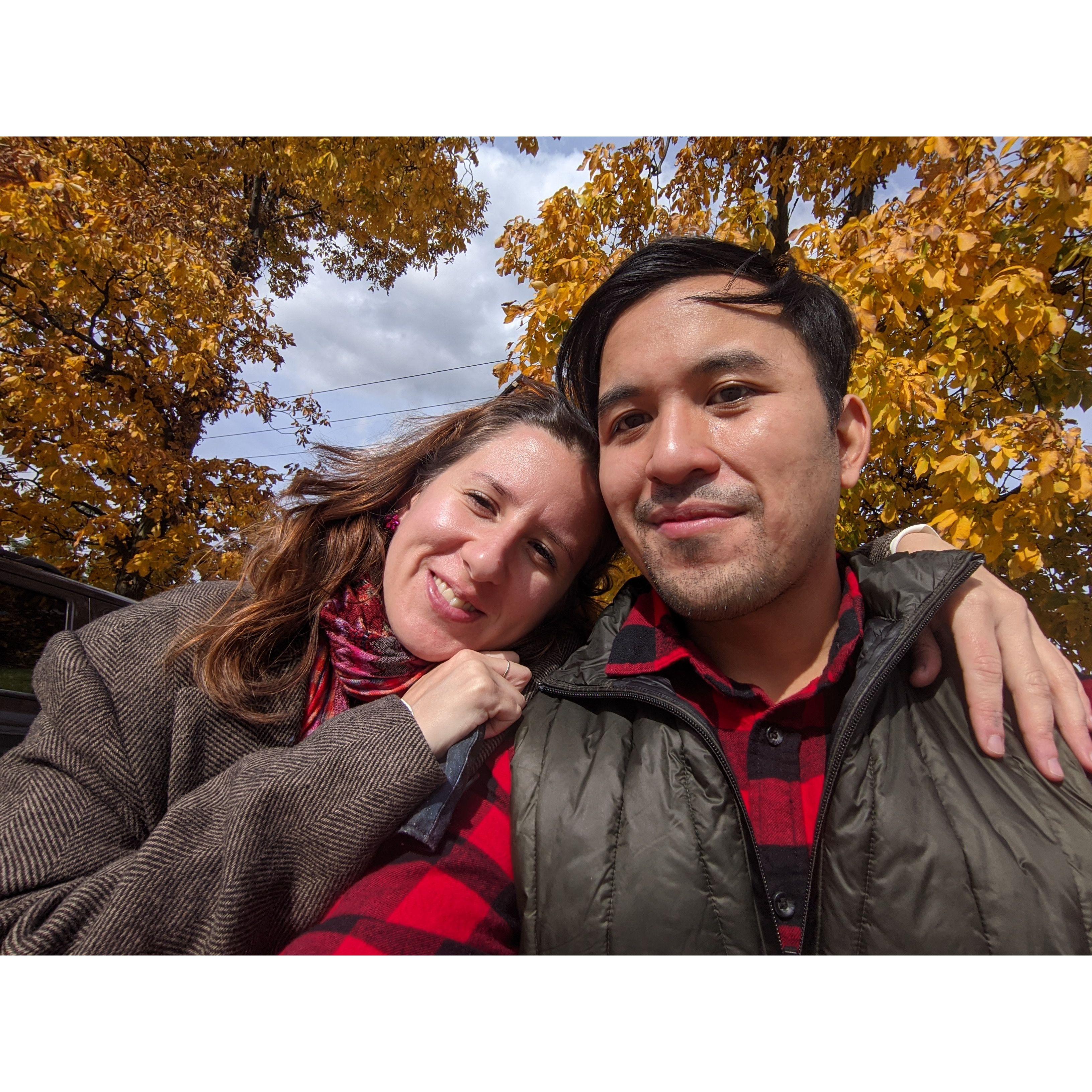 Fall 2020, couple's first apple picking