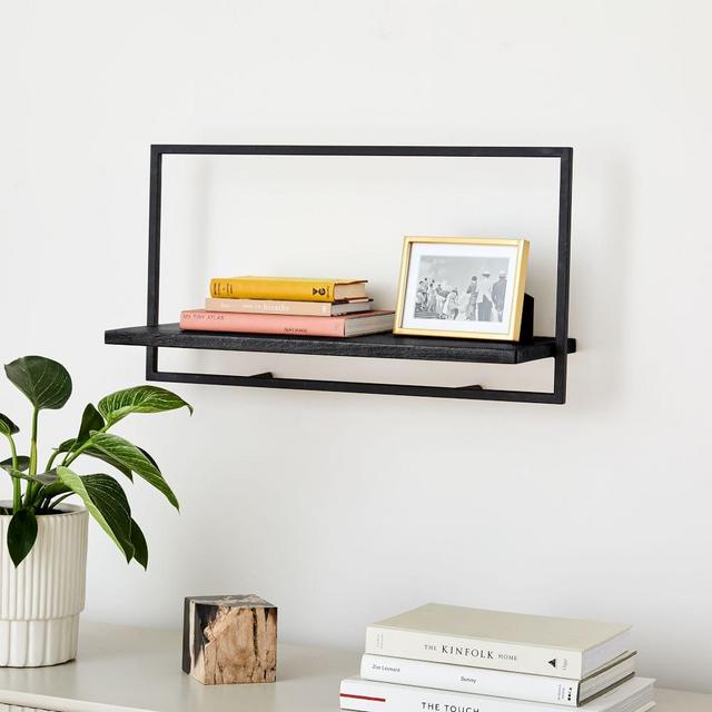 Shelfmate Black & Black A, Long Horizontal Wall Shelf