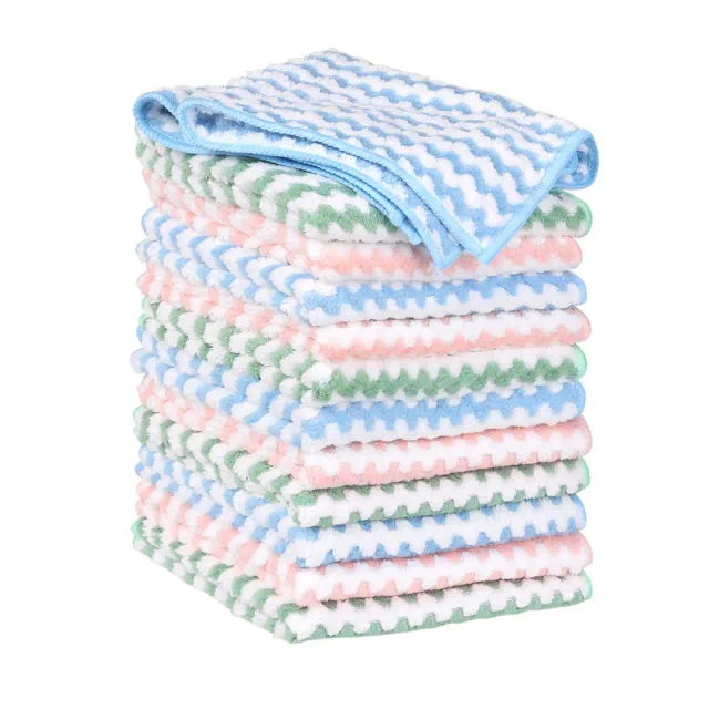 Unique Bargains Microfiber Highly Absorbent Lint Reusable Kitchen Towel 12 Pcs Multicolored 12" x 12"