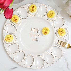 8 Oak Lane EC108EGG Ceramic Egg Platter, 11.75", White