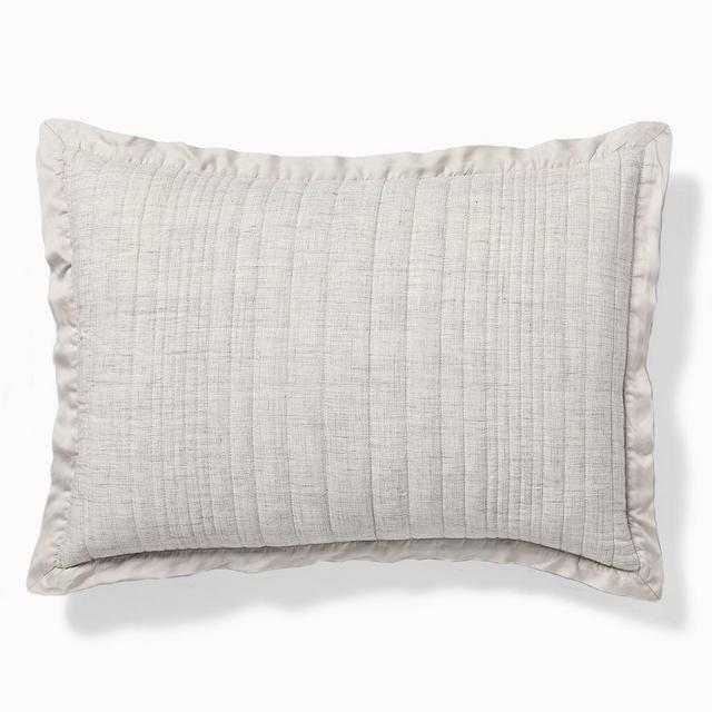 European Flax Linen Linework, King Sham, Frost Gray Fiber Dye