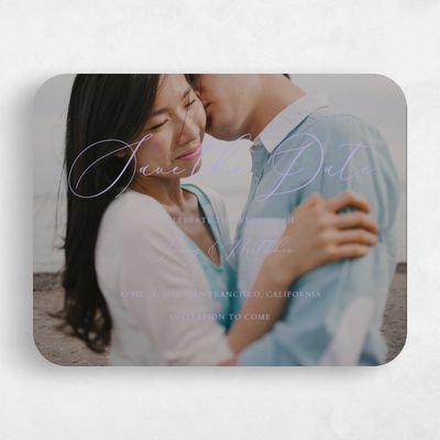 Purple Rounded Wedding Save the Date - Opaline Photo