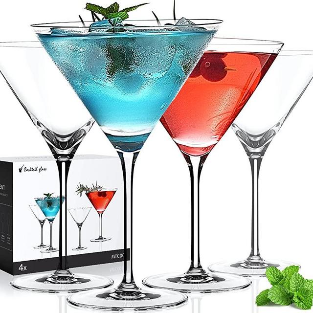 Large Martini Glasses | Set of 4 | 10oz | Hand-Blown Premium Crystal Martini Glass | Seamless Cocktail Glasses for Bar, Martini, Manhattan, Gimlet, Pisco Sour | Fancy Gifts for Birthday