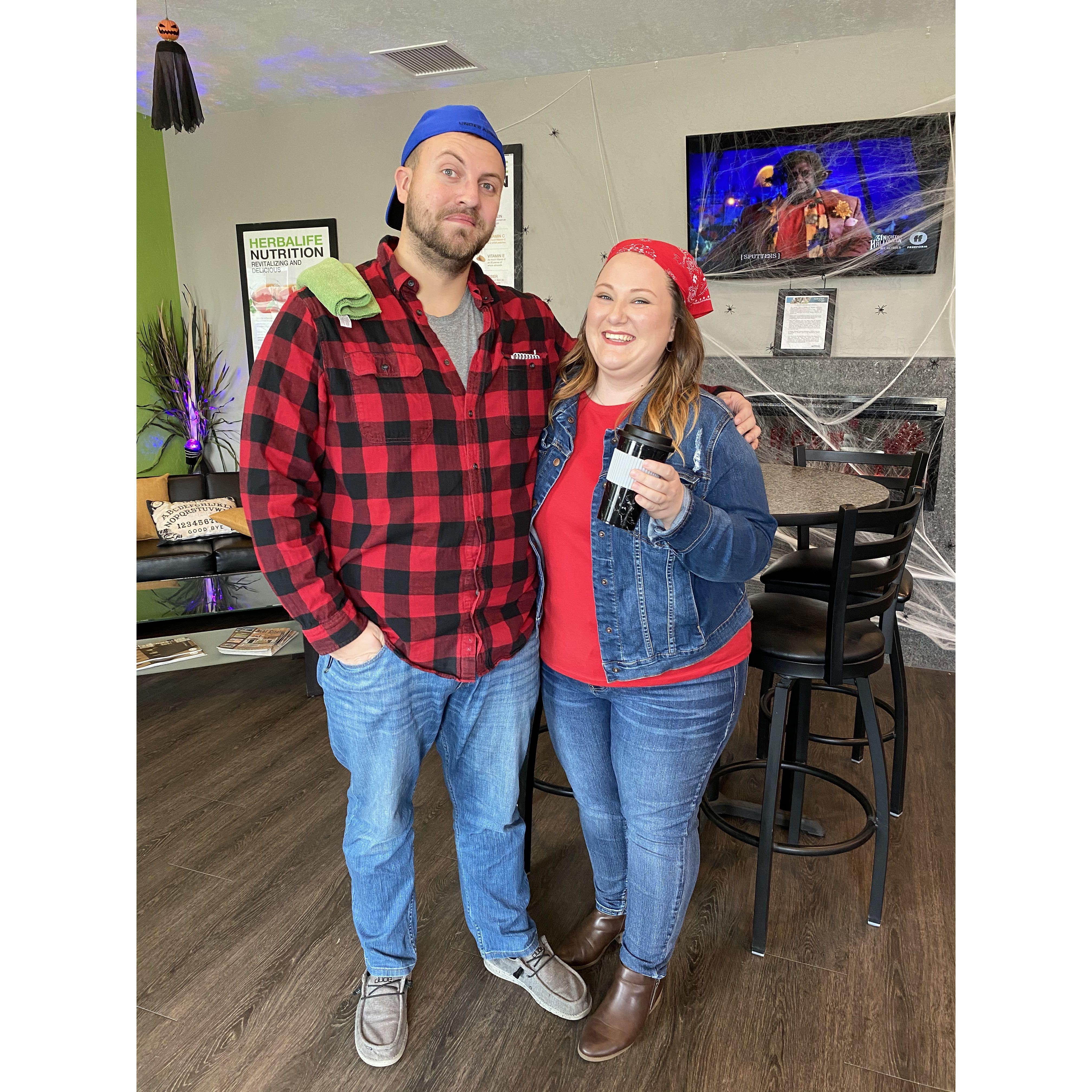 My favorite costume to date! Luke and Lorelei from Gilmore Girls. Gilmore Girls is the first tv series we ever watched together.