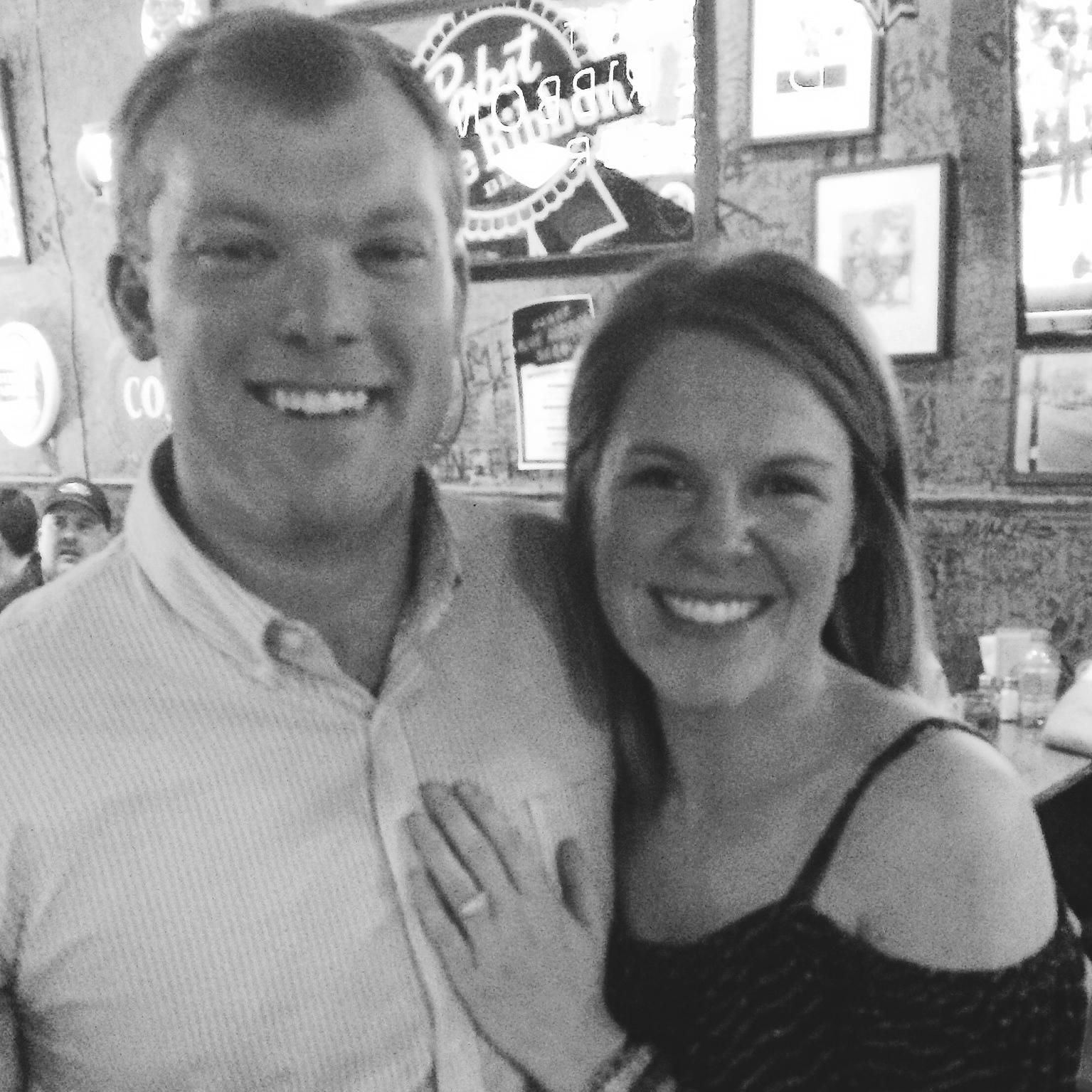 Celebrating at Moe's and Joe's in Atlanta the night we got engaged!