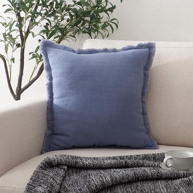 ATLINIA 20 x 20 Throw Pillow Cover Linen Accent Decorative Pillow Cover for Home Bedroom Sofa Living Room Blue Throw Pillow Cover