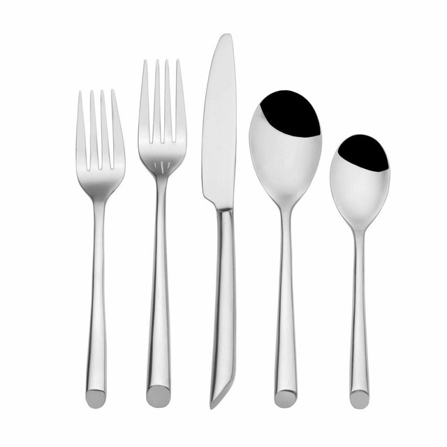 Towle Living 42-Piece Silverware Set, Service for 8, Wave Flatware Cutlery Set - Includes Fork, Knife, Spoon - Stainless Steel - Dishwasher Safe