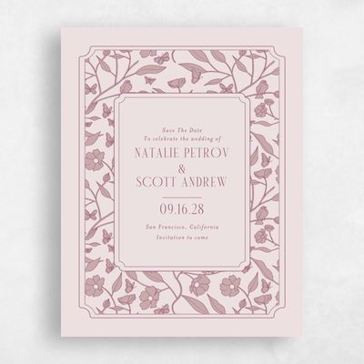 Light Mauve, Pink Wedding Save the Date - Isabeau Portrait