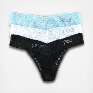 3-Piece "Bride", "I Do", & "Mrs." Low Rise Thong Set