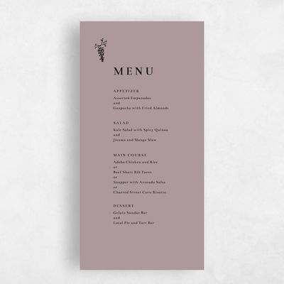 Lavender, Purple Wedding Menu - Rue