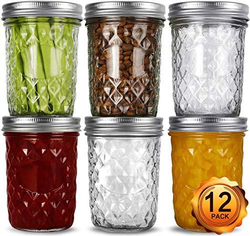 Wide Mouth Mason Jars 16oz, VERONES 12 Pack 16 oz Wide Mouth Mason Jars with Lids and Bands, Ideal for Jam, Honey, Wedding Favors, Shower Favors, Baby Foods