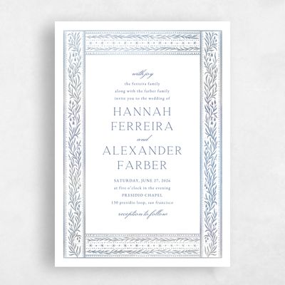 White Wedding Invitation - Viridian Portrait