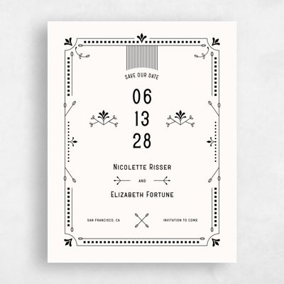 Black Wedding Save the Date - Augusta Type