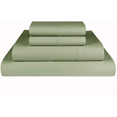 Threadmill Home Linen 800 Thread Count 100% Extra-Long Staple Cotton, Queen 4 Piece Bed Sheet Set, Luxury Bedding, Fits Mattresses up to 18 inches deep, Smooth Sateen Weave, Sage