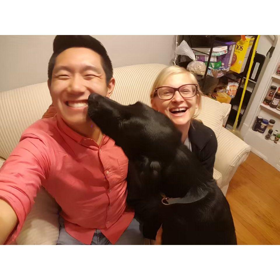 Reunited with our fur baby Luna after a 2019 trip to China!