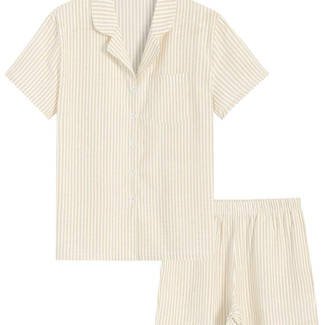 Latuza Women's Seersucker Cotton Summer Pajama Set Button Down Pj Set