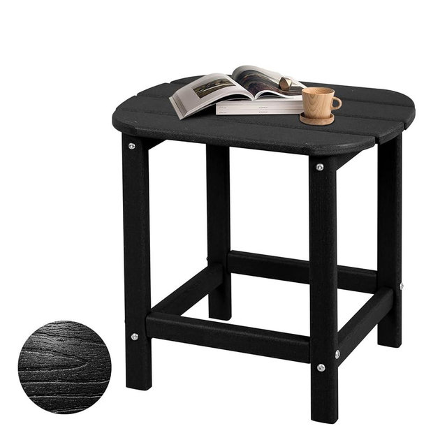 Plawdlik Hdpe Outdoor Adirondack Side Table, Wooden Textured, Set for Patio, Garden, Porch, Pool Composite Patio, Backyard, Bathroom and Indoor, Maintenance & Weather Resistant(Black)