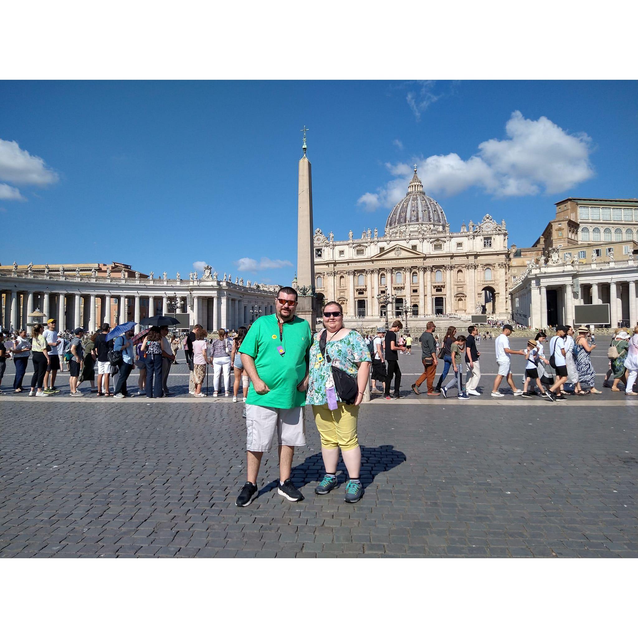 Us in Rome in front of the Vatican.