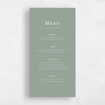 Sage, Green Wedding Menu - Lucca