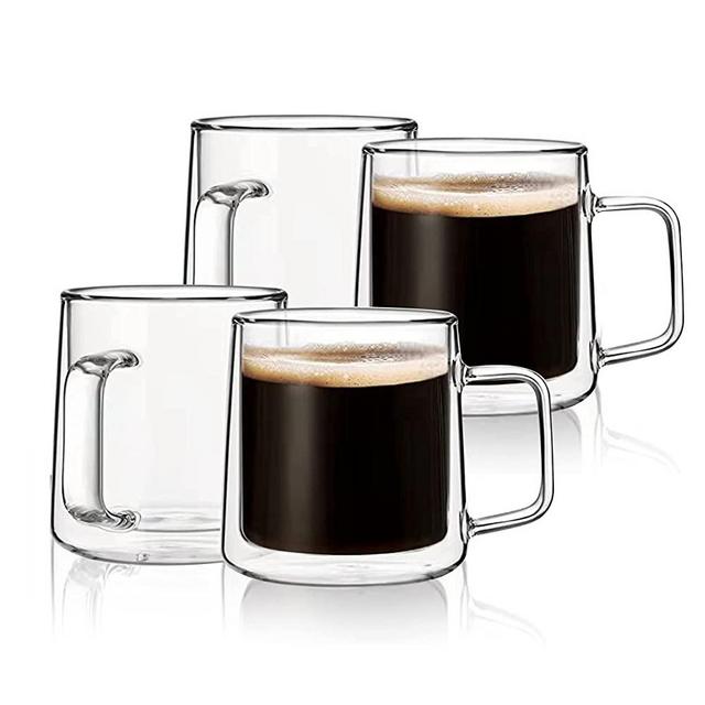 LUXU Glass Coffee Mugs 16 oz,Set of 4 Large Glass Coffee Cups Clear Tea Cups ,Cute Coffee Bar Accessories,Iced Coffee Glasses,Lead-Free Glass Cups for  Water,Latte,Milk-Flat Bottomed Design - Yahoo Shopping