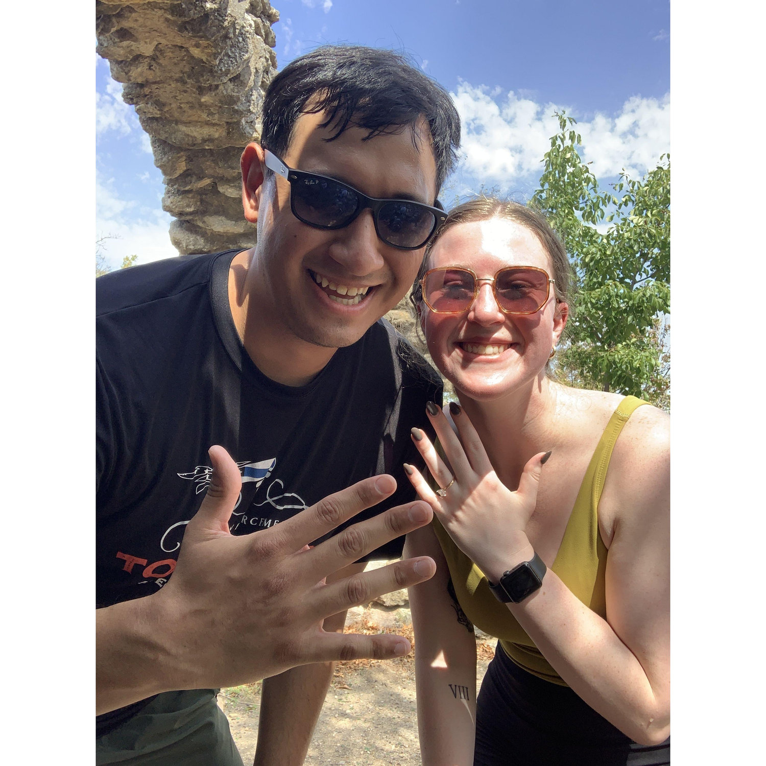 This was right after we got engaged! We went for a hike at this same park the day we made our relationship status "official!" Johnny wanted to take Morgan back to this same spot to propose.