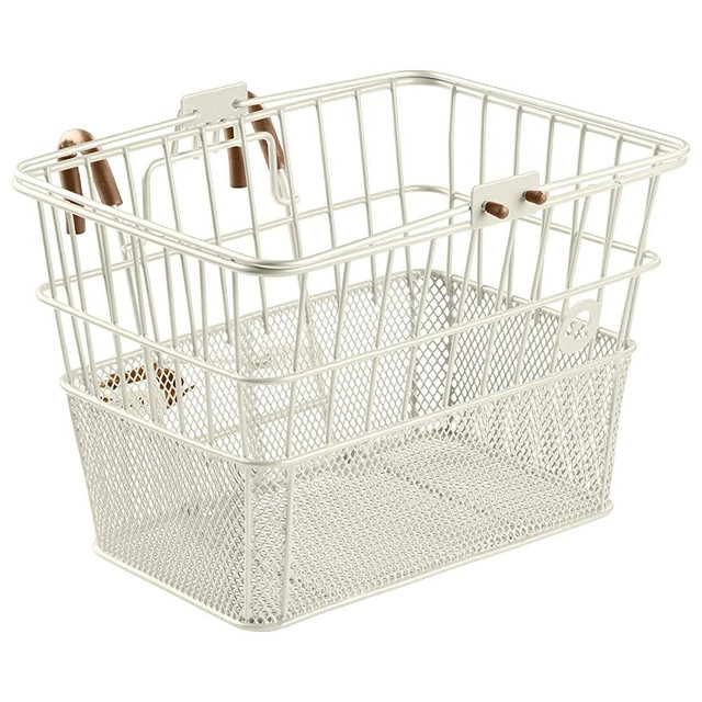 Retrospec Apollo Detachable Front Bike Basket Steel Half-Mesh with Integrated Detachable Hooks and Built-In Handle, Easy Assembly and Portability for Bicycles