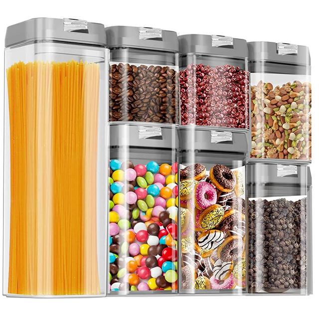 Airtight Food Storage Containers, Kitchen Storage Containers, Cereal & Dry Containers Storage Set, BPA Free, Kitchen Pantry Organization and Storage with Easy Lock Lids, 7 Pieces