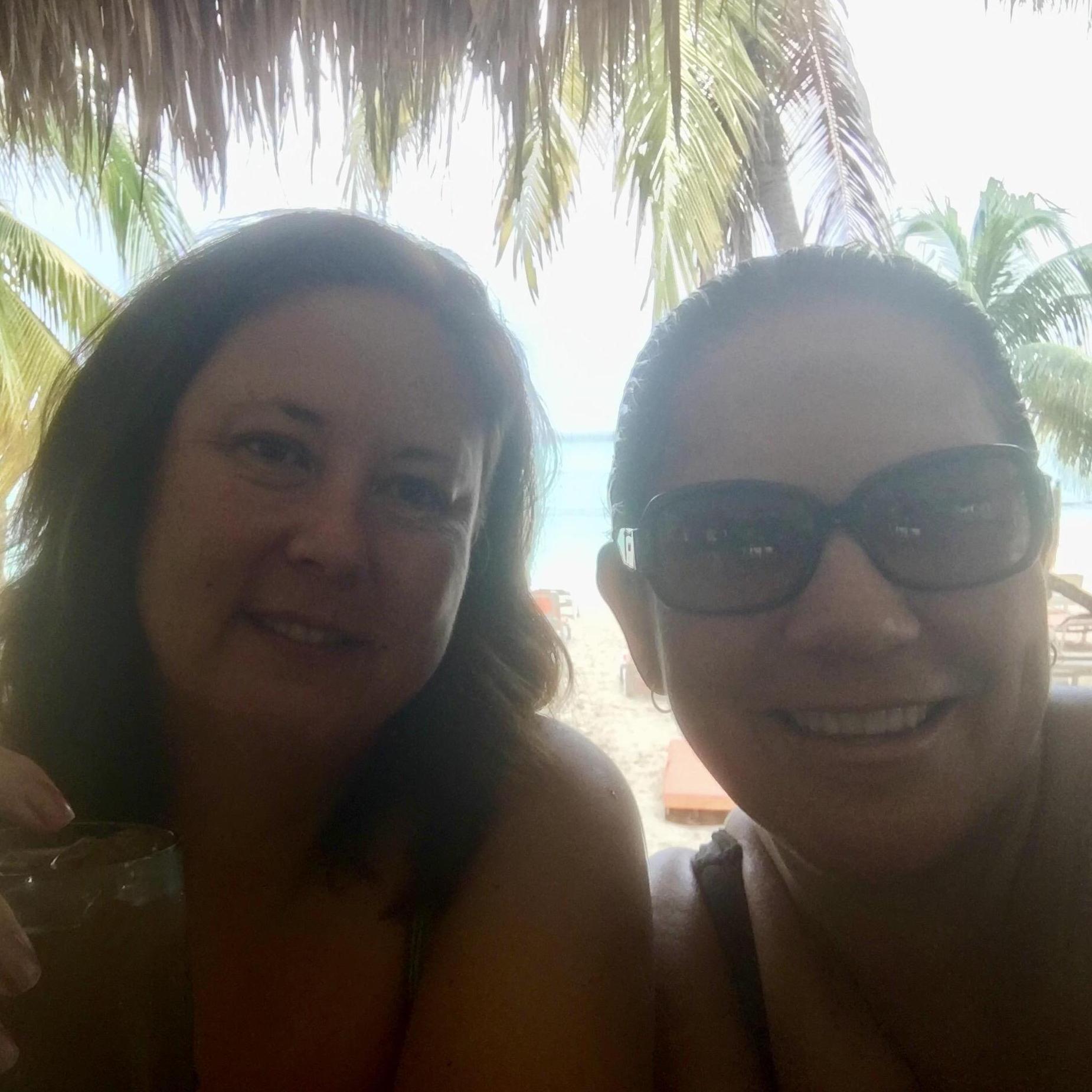 Drinking pina coladas on the beach in Isla Mujeres
