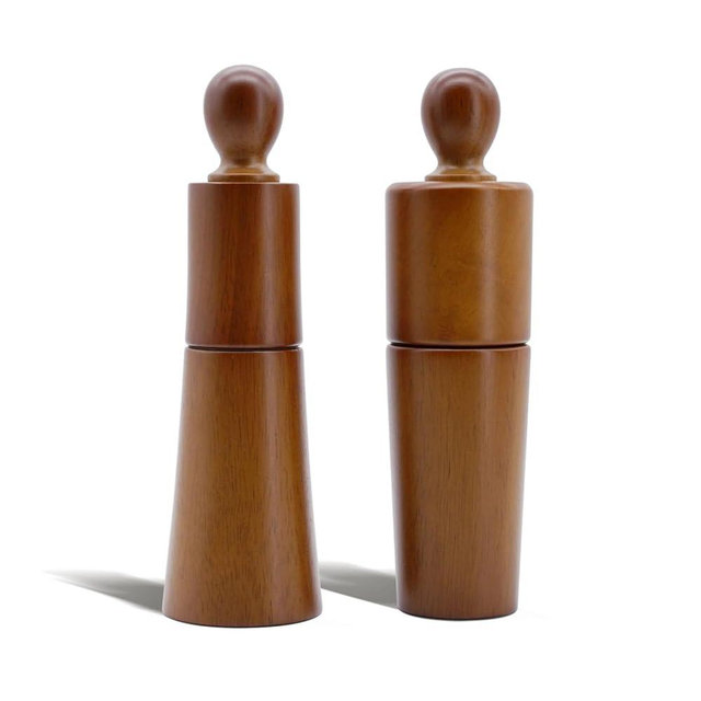 2-Piece Salt and Pepper Grinder Set, 8 Inch Wooden Salt and Pepper Mills with Adjustable Coarseness, Refillable Manual Pepper Mill Grinder for Kitchen, Picnic, Restaurant (Brown)