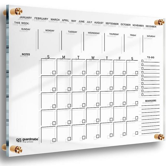 Premium Acrylic Wall Calendar Ultra-Clear | OVERSIZE 24"X18" | Glass Calander For Home Office Dry Erase Board Large Reusable Whiteboard Big Monthly Family Planner | 8 Magnetic Pens Eraser (2023-2024)
