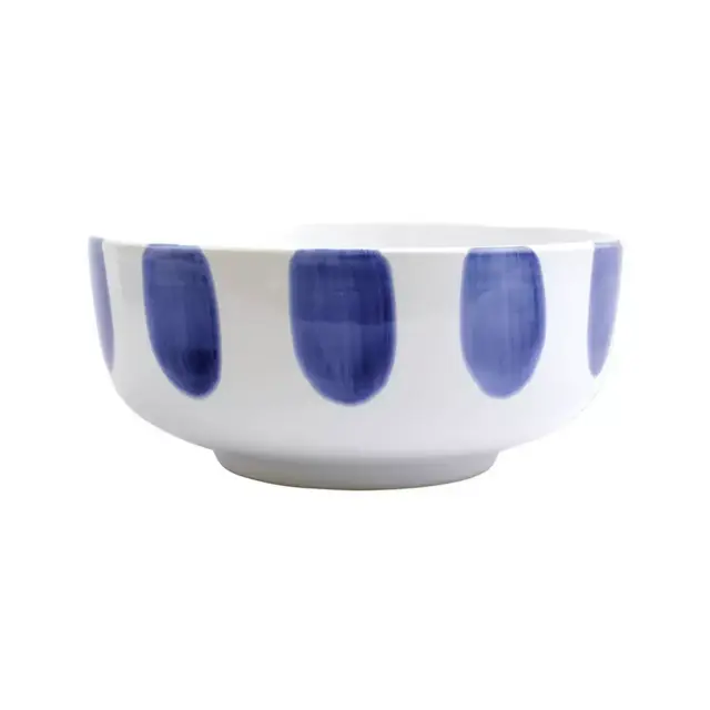 viva by VIETRI Santorini Dot Large Footed Serving Bowl in Blue/White
