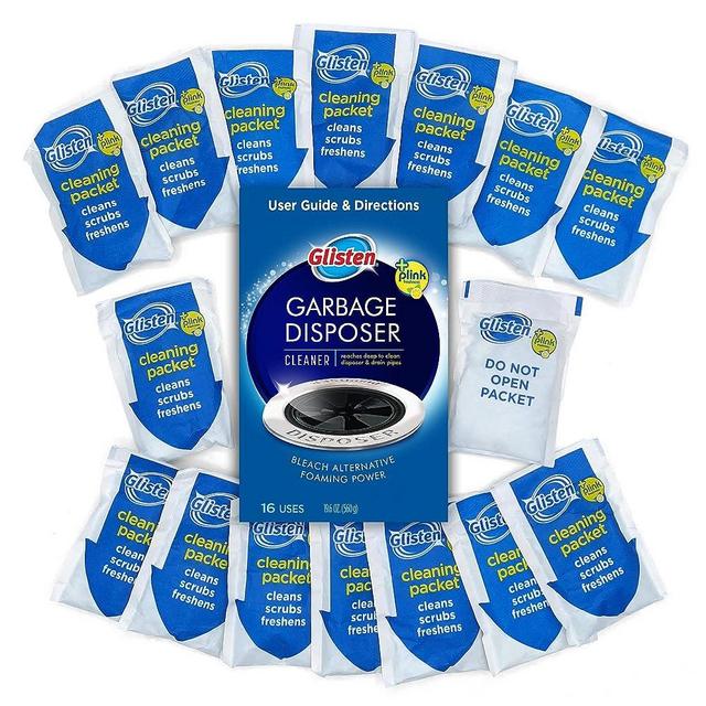 Glisten Garbage Disposer Cleaner, Odor Eliminator with Foaming Action, Removes Build-up and Deep Cleans, 16 Individual Use Packets