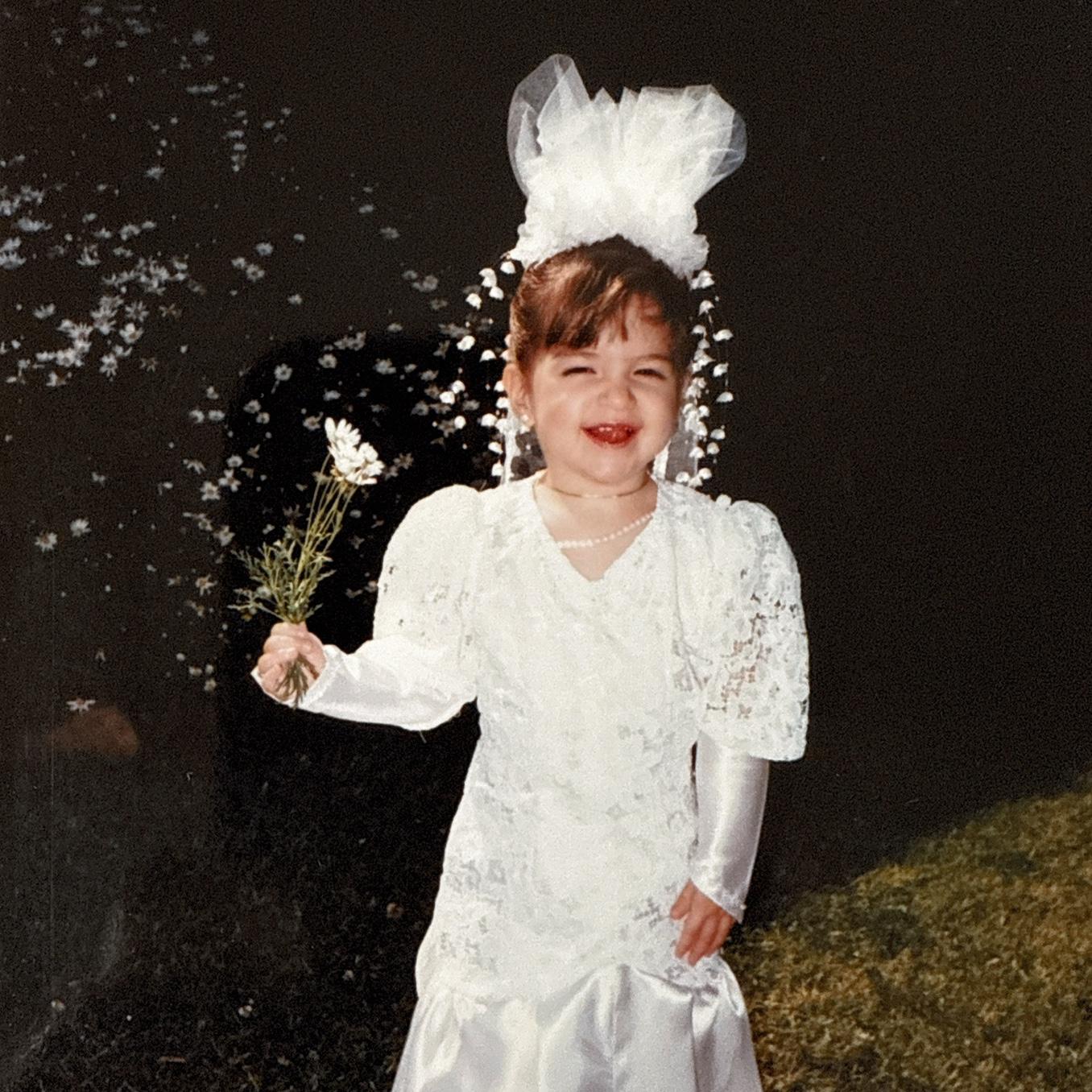 1988-1 yr old Nicolle as her cousin's mini-me bride.