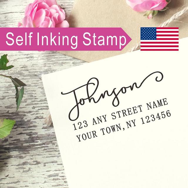 Custom Address Stamp, Self Inking Stamp, Personalized Address Stamp, Calligraphy Address Stamp, Wedding Gift, Family Address Stamp, AS116