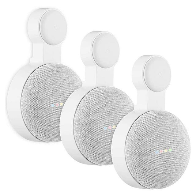 Google Home Mini Wall Mount Holder, Caremoo Space-Saving Design AC Outlet Mount, Perfect Cord Management for Google Home Mini Voice Assistant ( White, 3 Pack)