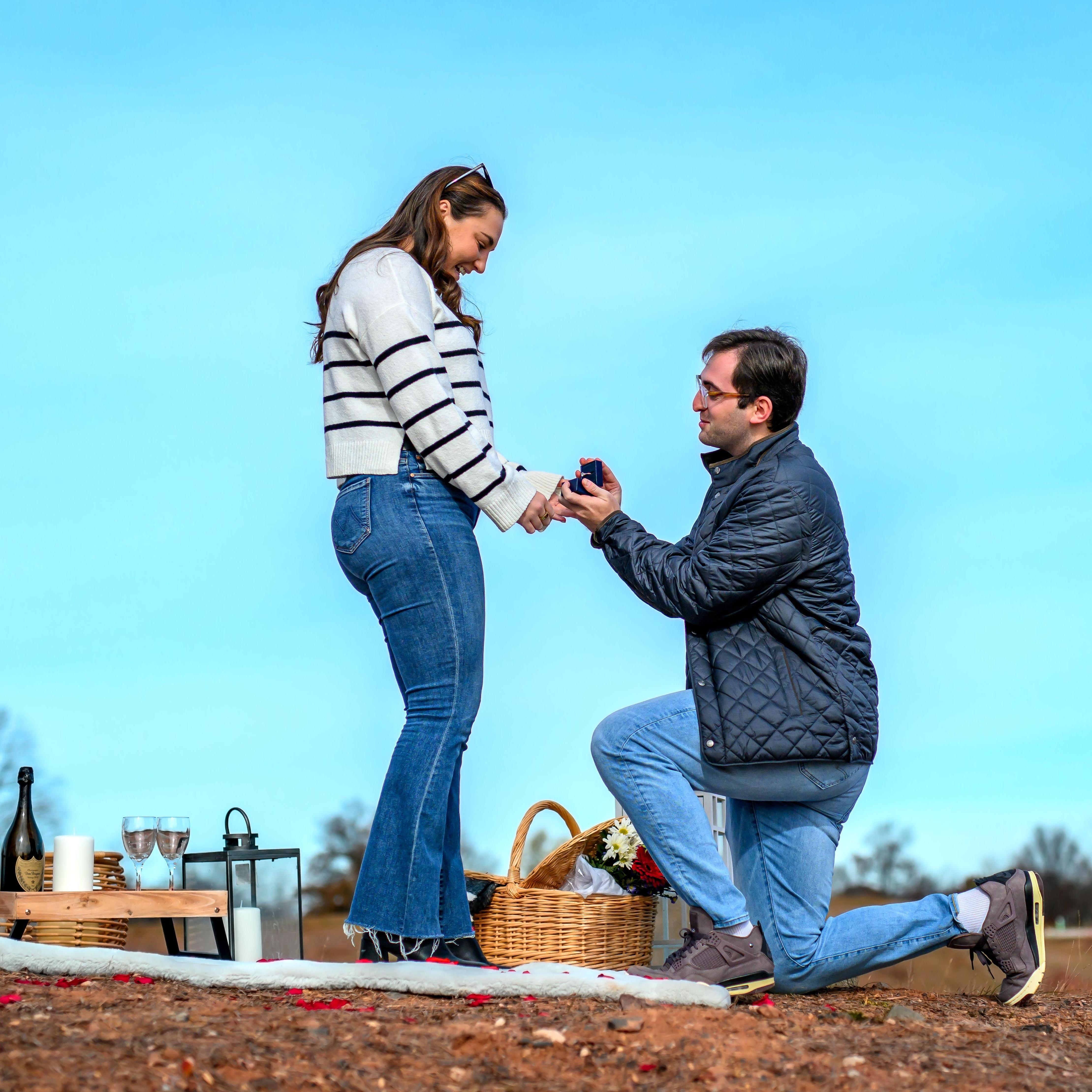 Austin proposing at the site of our home