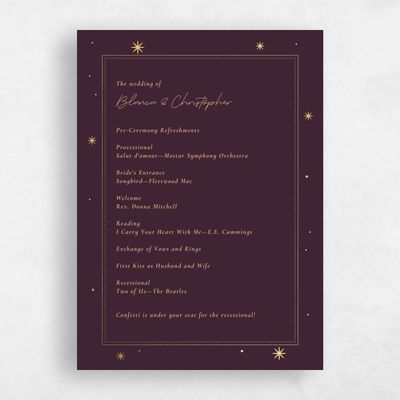 Purple Wedding Program - Splendor Foil