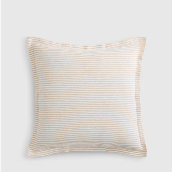 European Linen Euro Sham - Natural/White Striped