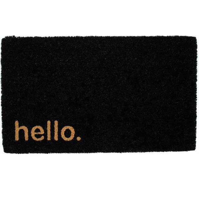 Northlight Black Coir "Hello" Outdoor Doormat 18" x 30"
