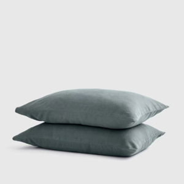 European Linen Pillowcase Set - King (Solid: Ocean Color)