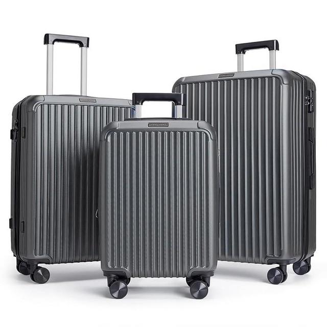 LIGHT FLIGHT Luggage Sets, Durable Hard Shell 3 Piece Set Suitcase with Spinner Wheels, Hardside Lightweight Luggage set with TSA Lock, Large Travel Luggage Set (20" 24" 28"), Glacier Gray