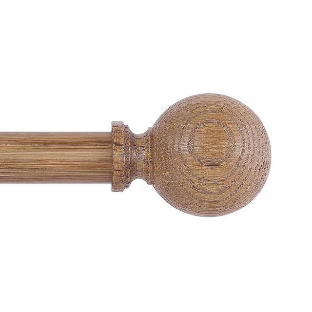 HTZON Wood Curtain Rods for Windows 48 to 84 Inch,1 Inch Wood Grain Ball Adjustable Curtain Rod,Boho Heavy Duty Curtain Rods,Farmhouse Rustic Single Window Curtains Rods,Brown Drapery Rods Set 36-88"