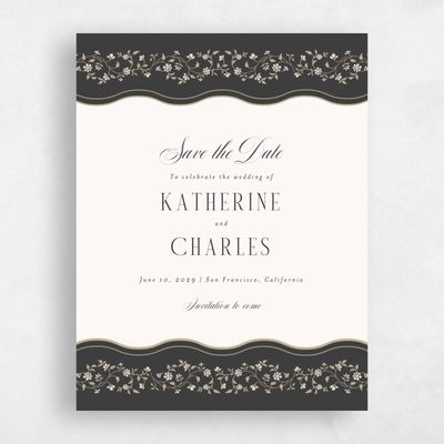 Dark Charcoal, Grey Wedding Save the Date - Siofra Portrait