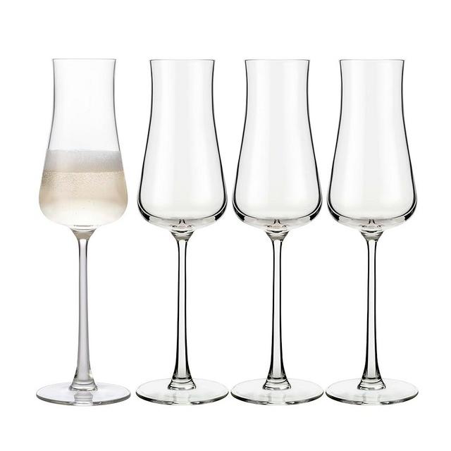 Libbey Signature Stratford Champagne Flute Glasses Set of 4, Artful, Lavish Stemmed Wine Glasses, 8 oz Sparkling Wine Glasses for Weddings, Birthdays